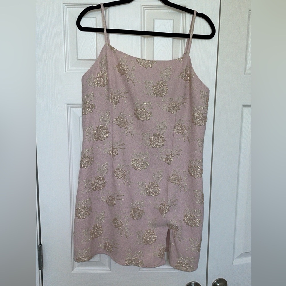 Party-Starter Lavender Pink Floral Jacquard Mini Dress - Picture 3 of 12